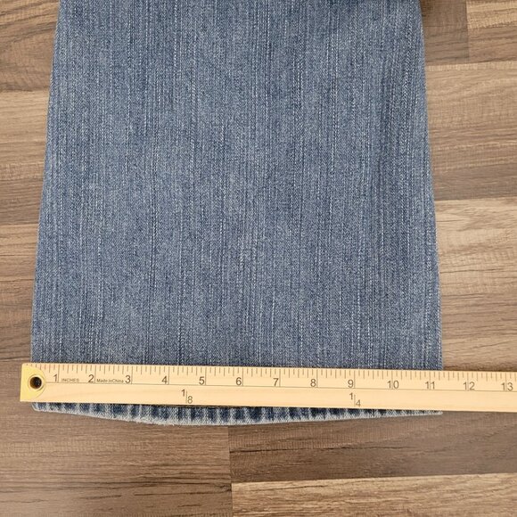 Levis Womens Low Slouch Flare Stretch Distressed Denim Blue Jeans Size 9M Jr. - Picture 11 of 12